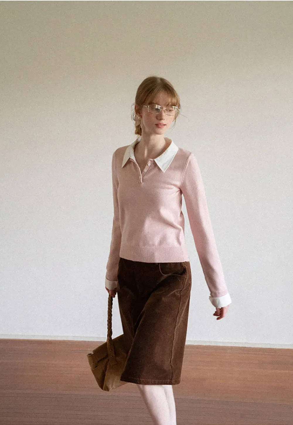 Corduroy A Line Mini Skirt with Center Seam