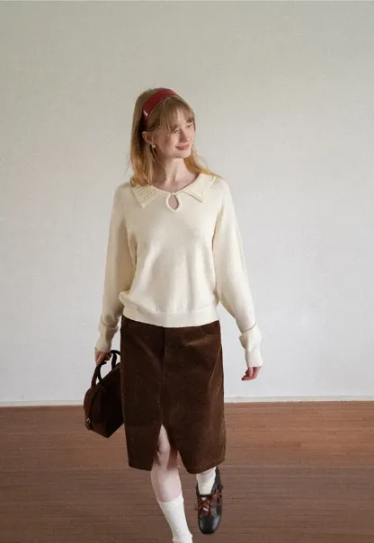 Corduroy A Line Mini Skirt with Center Seam