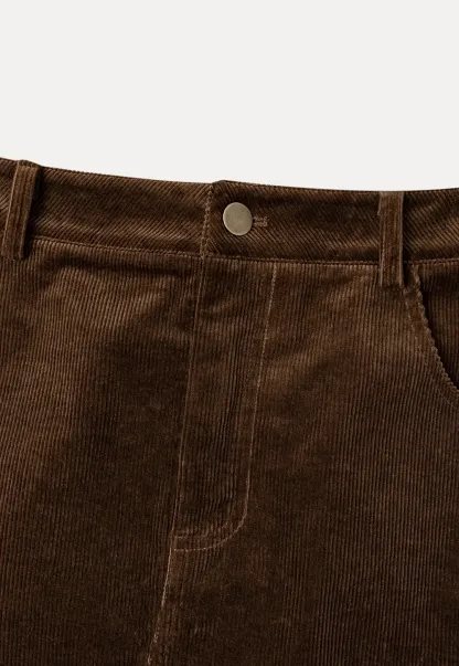Corduroy A Line Mini Skirt with Center Seam