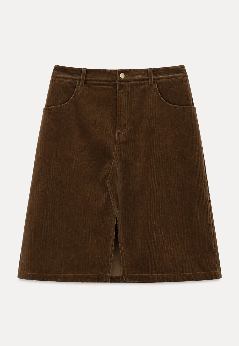 Corduroy A Line Mini Skirt with Center Seam