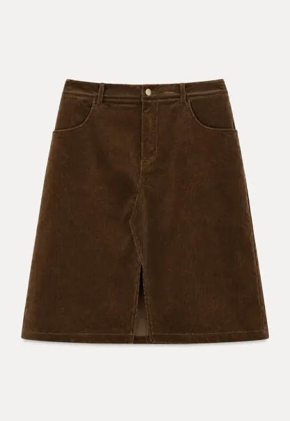 Corduroy A Line Mini Skirt with Center Seam