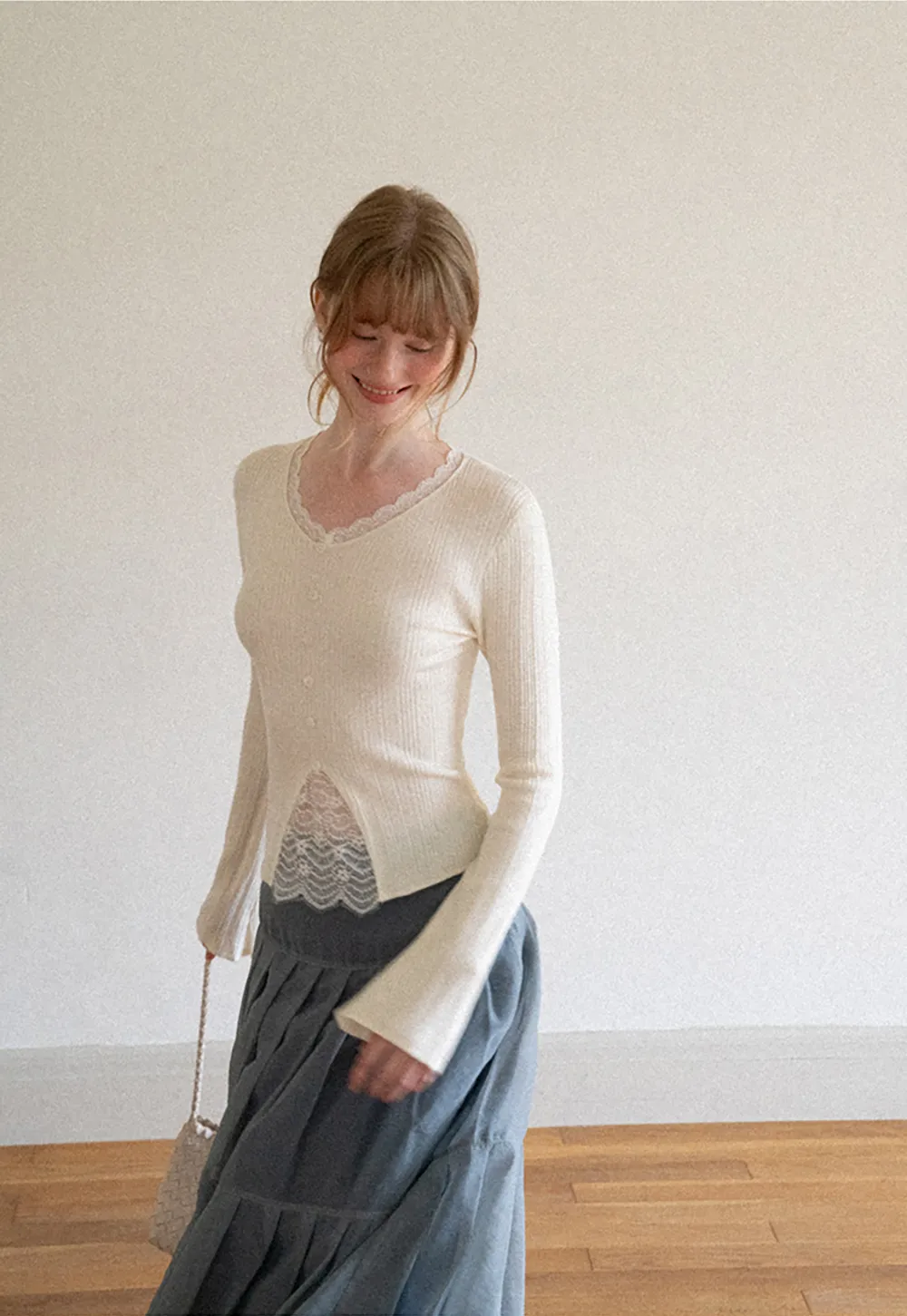 Tiered Sheer Overlay Midi Skirt