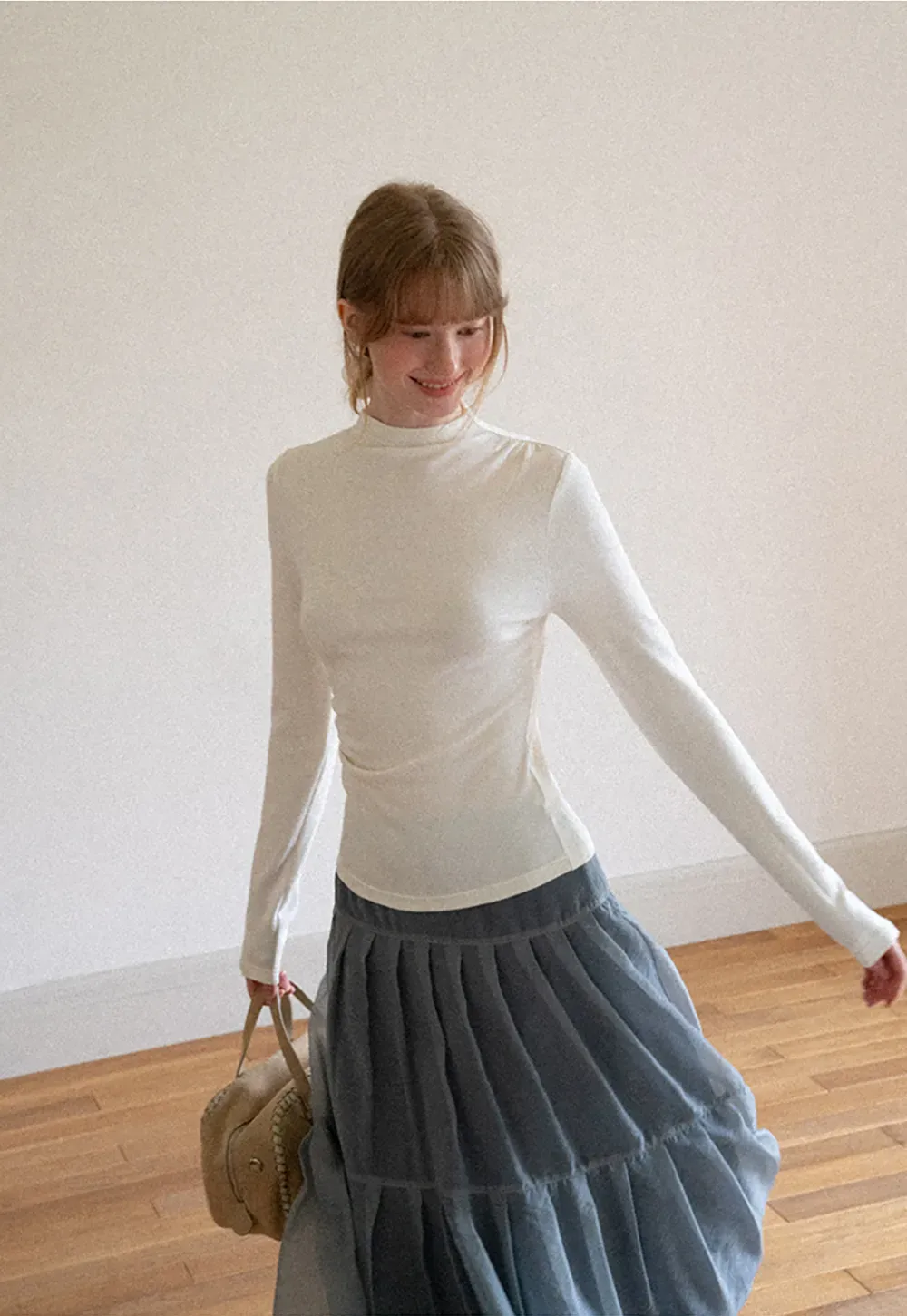 Tiered Sheer Overlay Midi Skirt