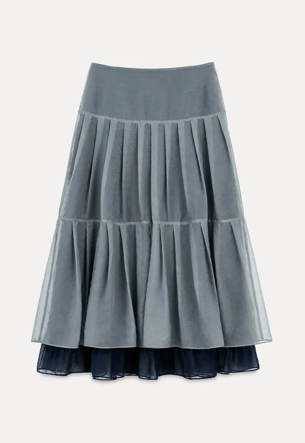 Tiered Sheer Overlay Midi Skirt