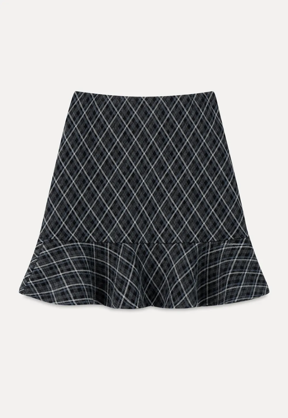 Plaid Pattern Flared Hem Skirt