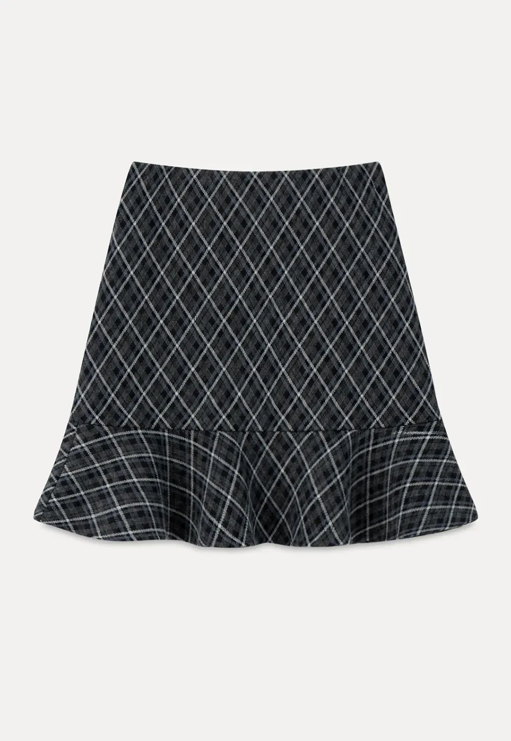 Plaid Pattern Flared Hem Skirt