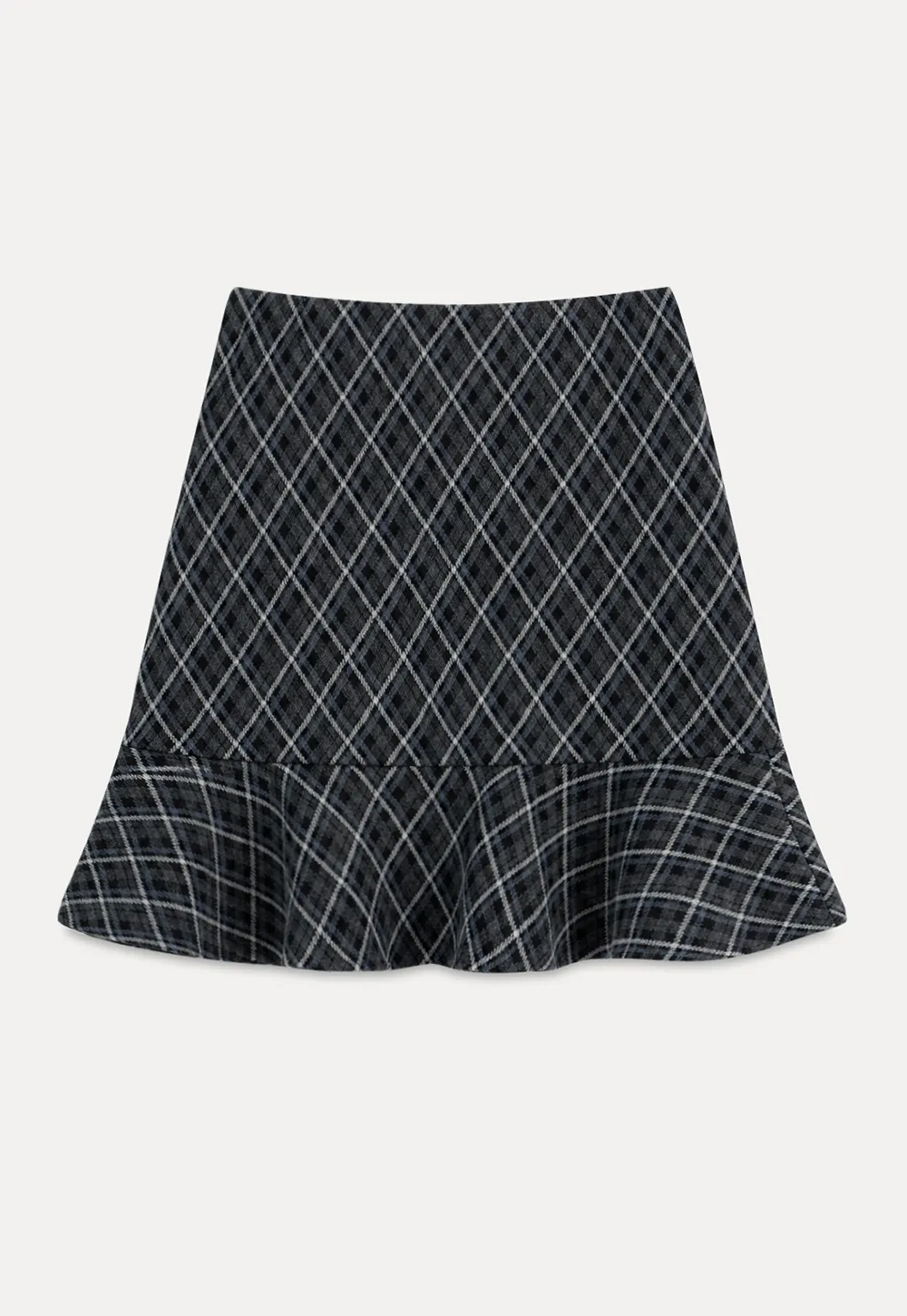 Plaid Pattern Flared Hem Skirt