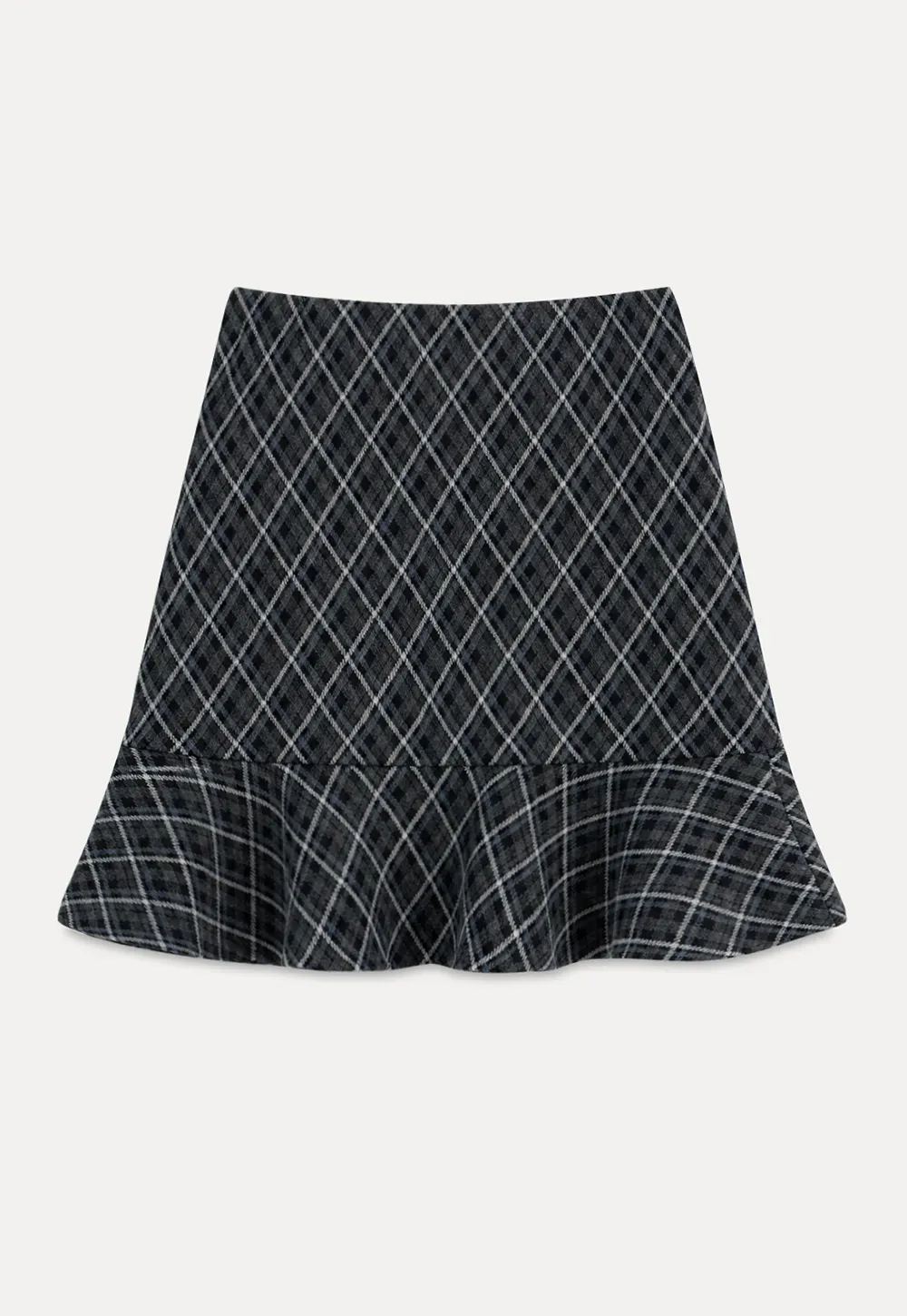 Plaid Pattern Flared Hem Skirt