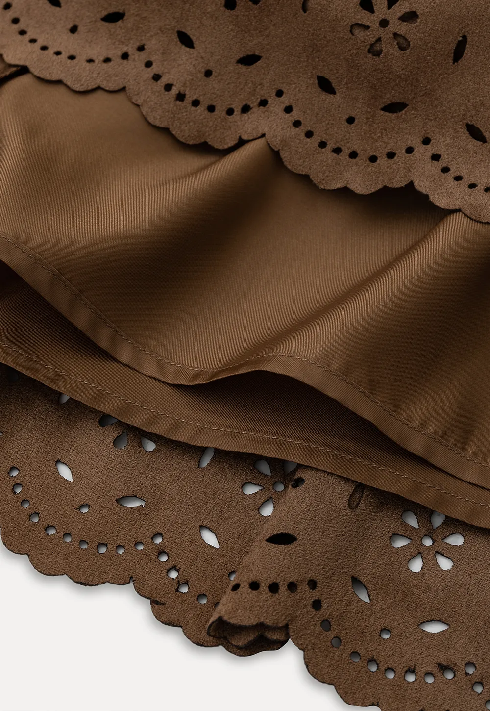 Tiered Skirt with Laser Cut Floral Eyelet Detail