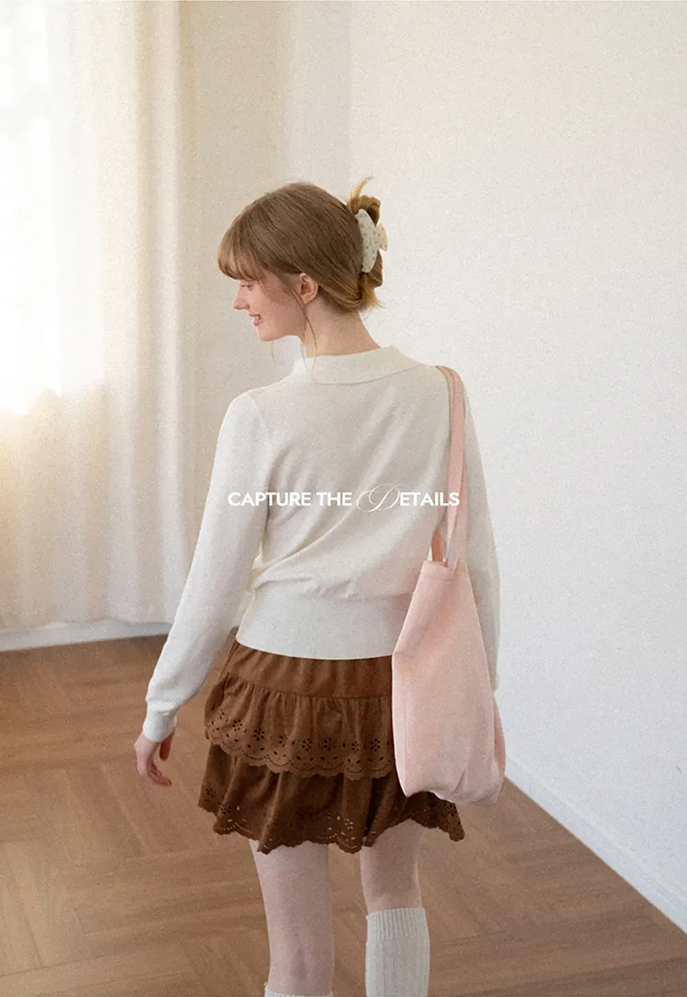 Tiered Skirt with Laser Cut Floral Eyelet Detail