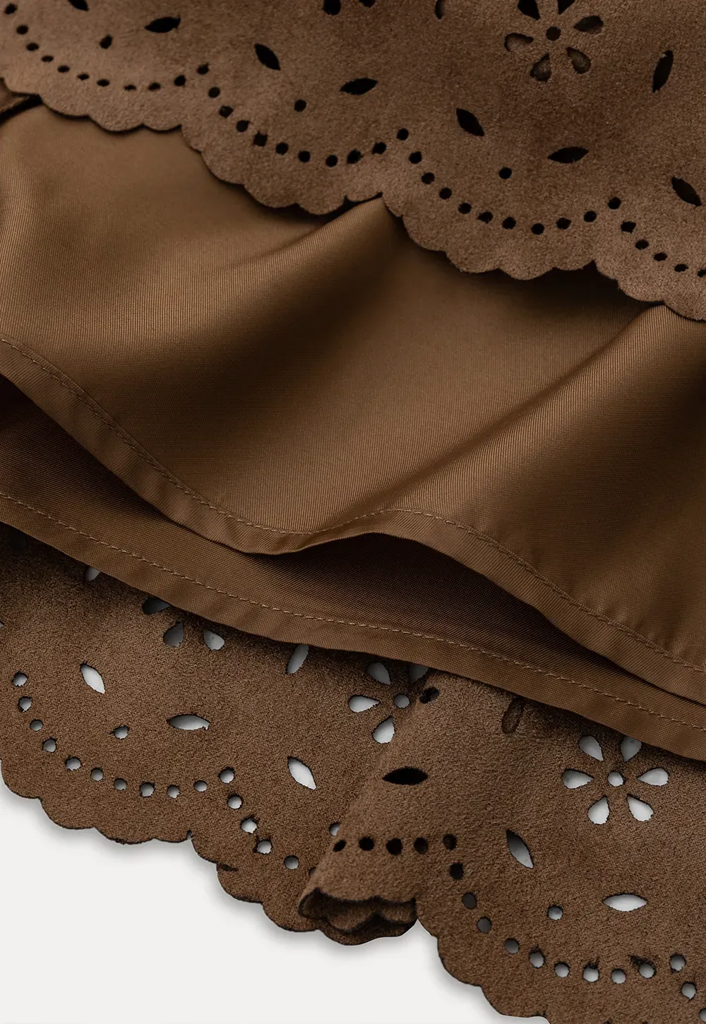 Tiered Skirt with Laser Cut Floral Eyelet Detail