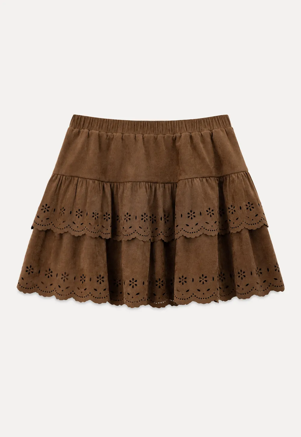 Tiered Skirt with Laser Cut Floral Eyelet Detail