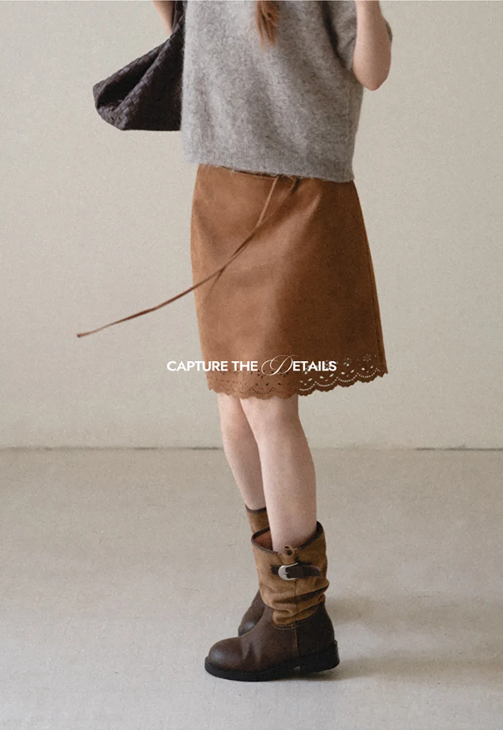 Lace Trim Scalloped Hem Wrap Skirt