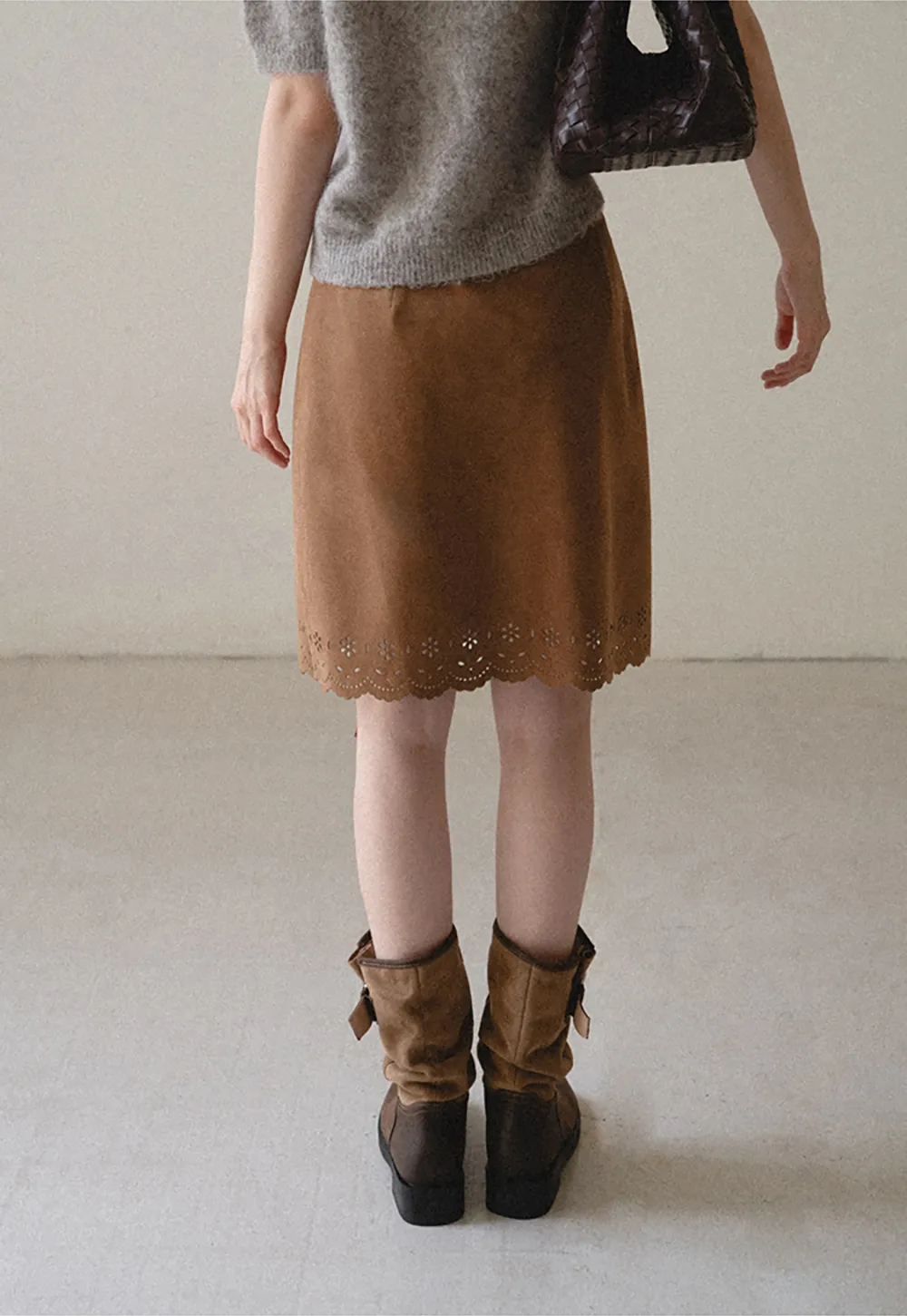 Lace Trim Scalloped Hem Wrap Skirt
