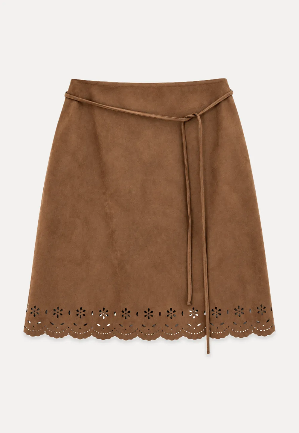 Lace Trim Scalloped Hem Wrap Skirt