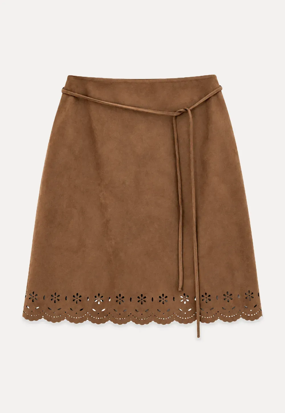 Lace Trim Scalloped Hem Wrap Skirt