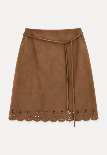 Lace Trim Scalloped Hem Wrap Skirt