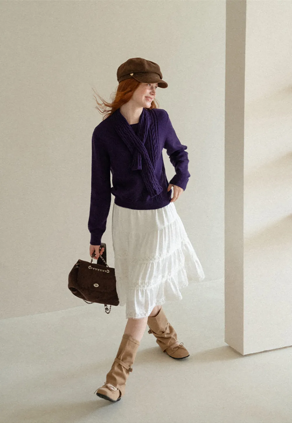 Tiered Skirt with Lace Trim and Elastic Waist