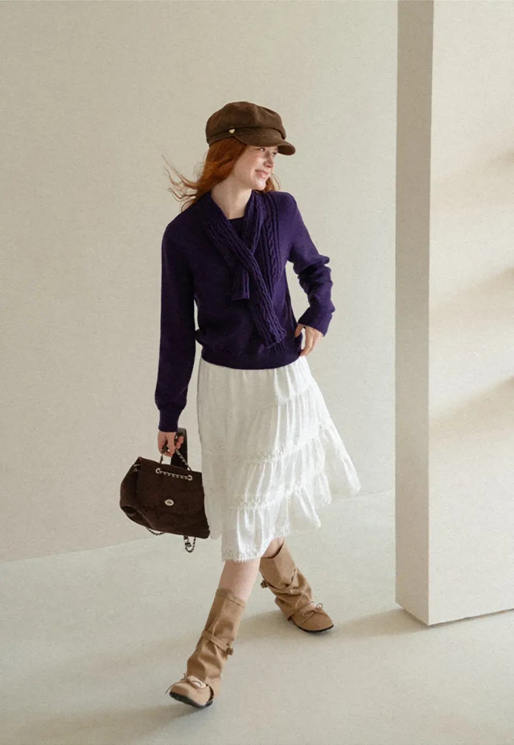 Tiered Skirt with Lace Trim and Elastic Waist