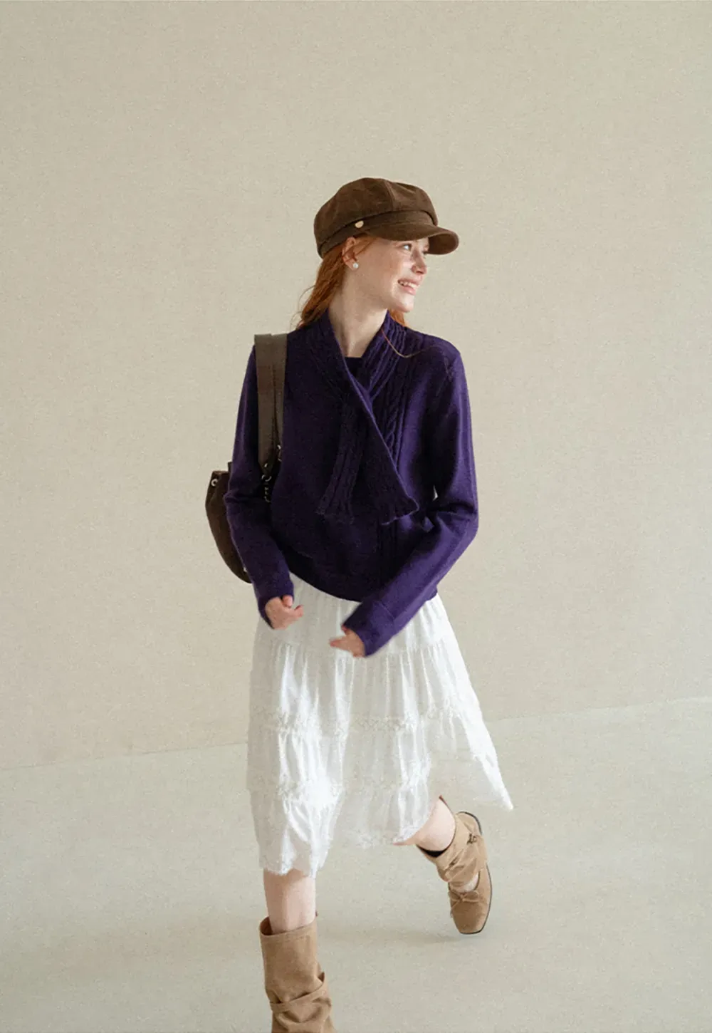Tiered Skirt with Lace Trim and Elastic Waist