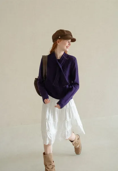 Tiered Skirt with Lace Trim and Elastic Waist