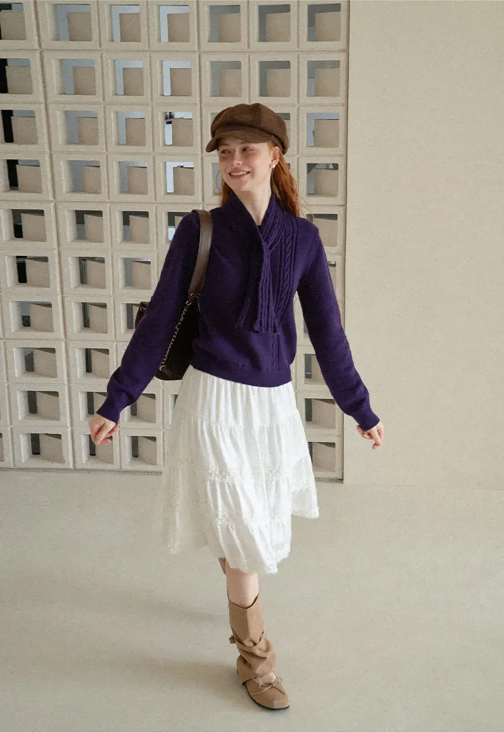 Tiered Skirt with Lace Trim and Elastic Waist