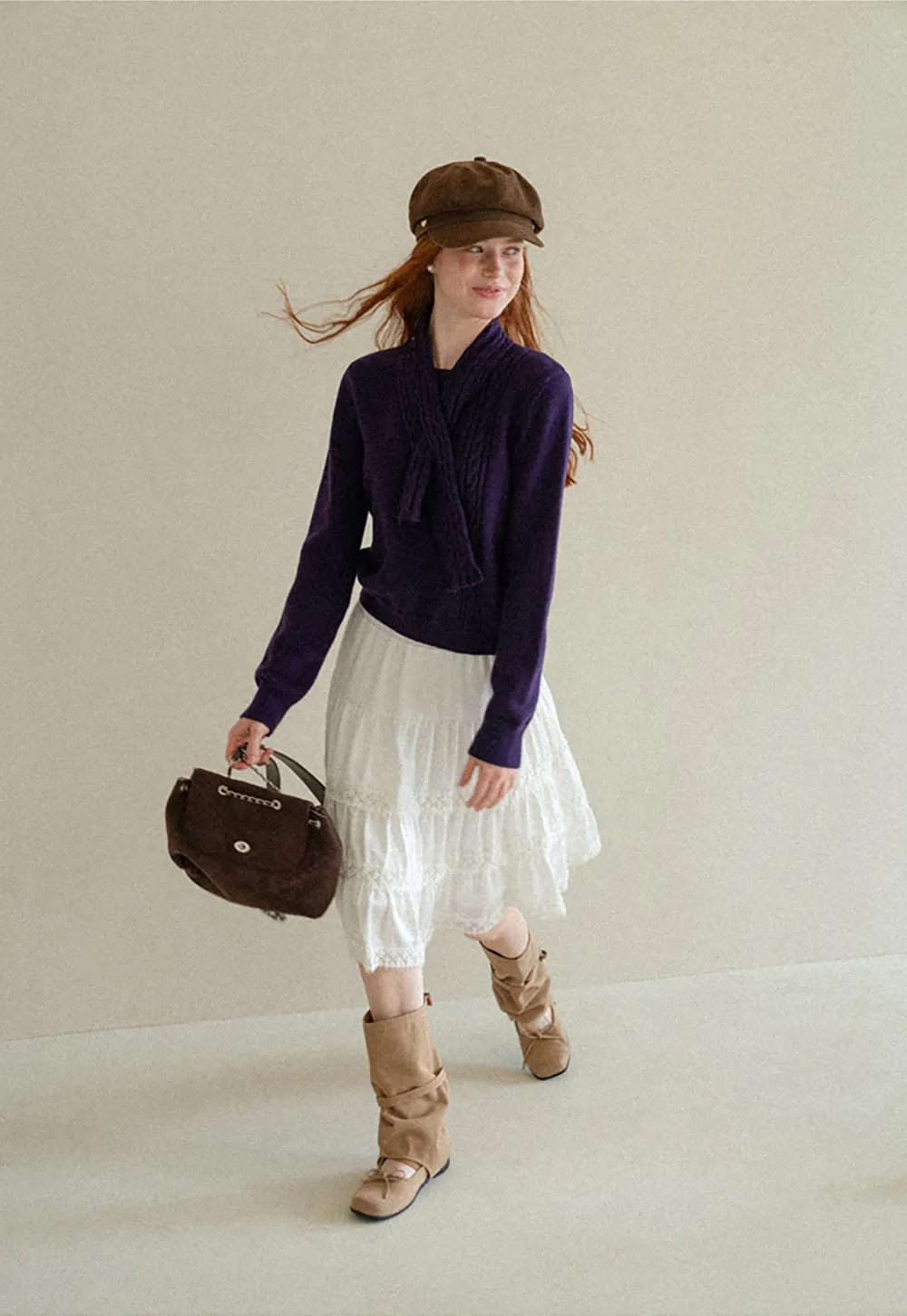 Tiered Skirt with Lace Trim and Elastic Waist