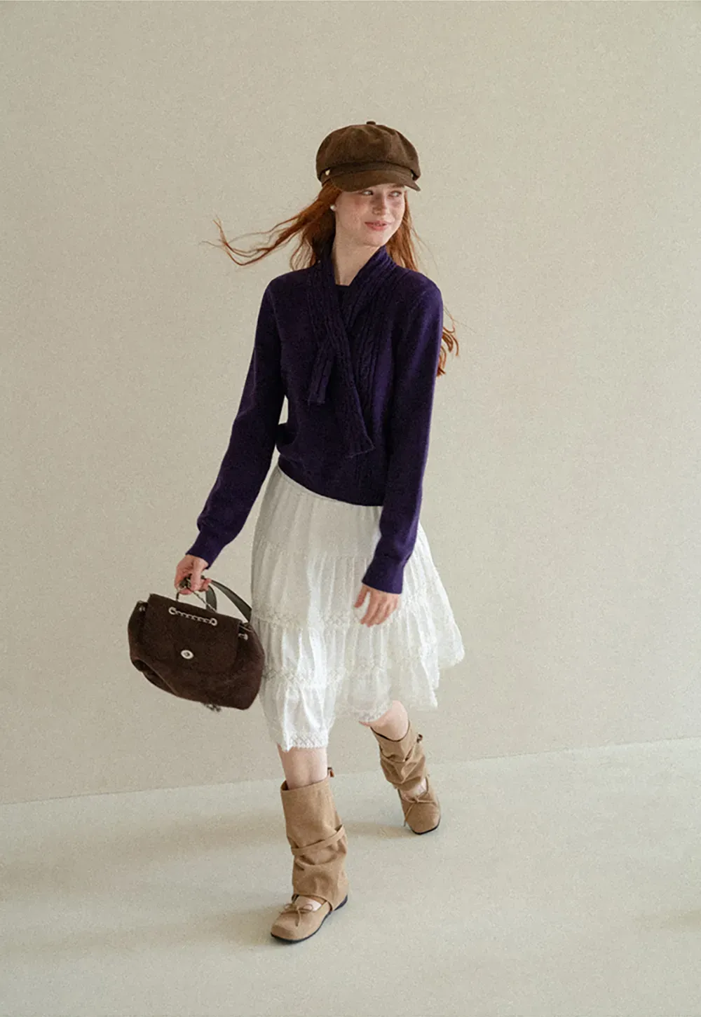 Tiered Skirt with Lace Trim and Elastic Waist