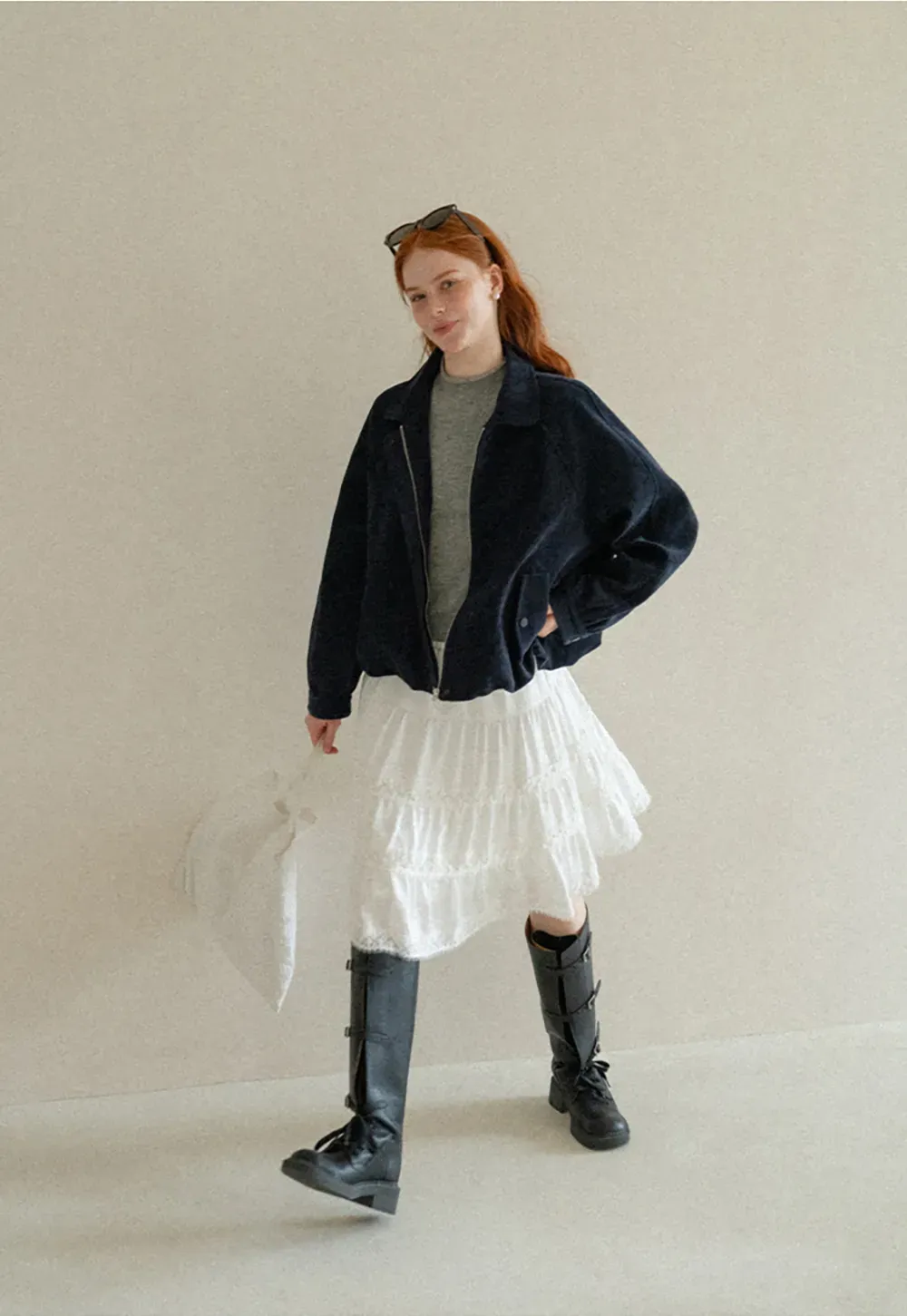 Tiered Skirt with Lace Trim and Elastic Waist