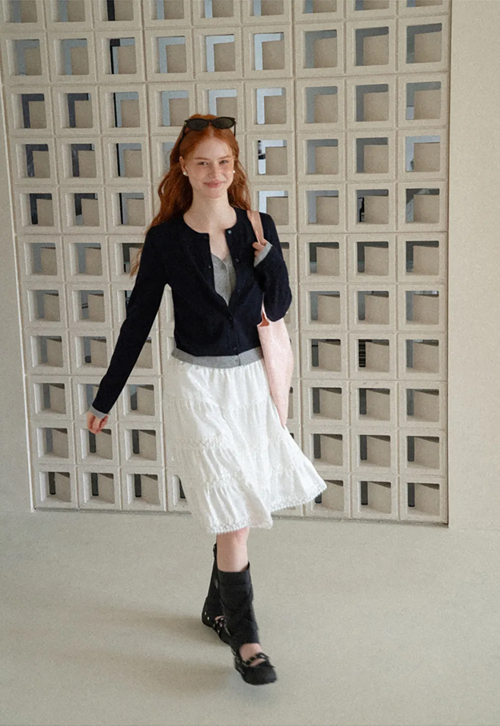 Tiered Skirt with Lace Trim and Elastic Waist