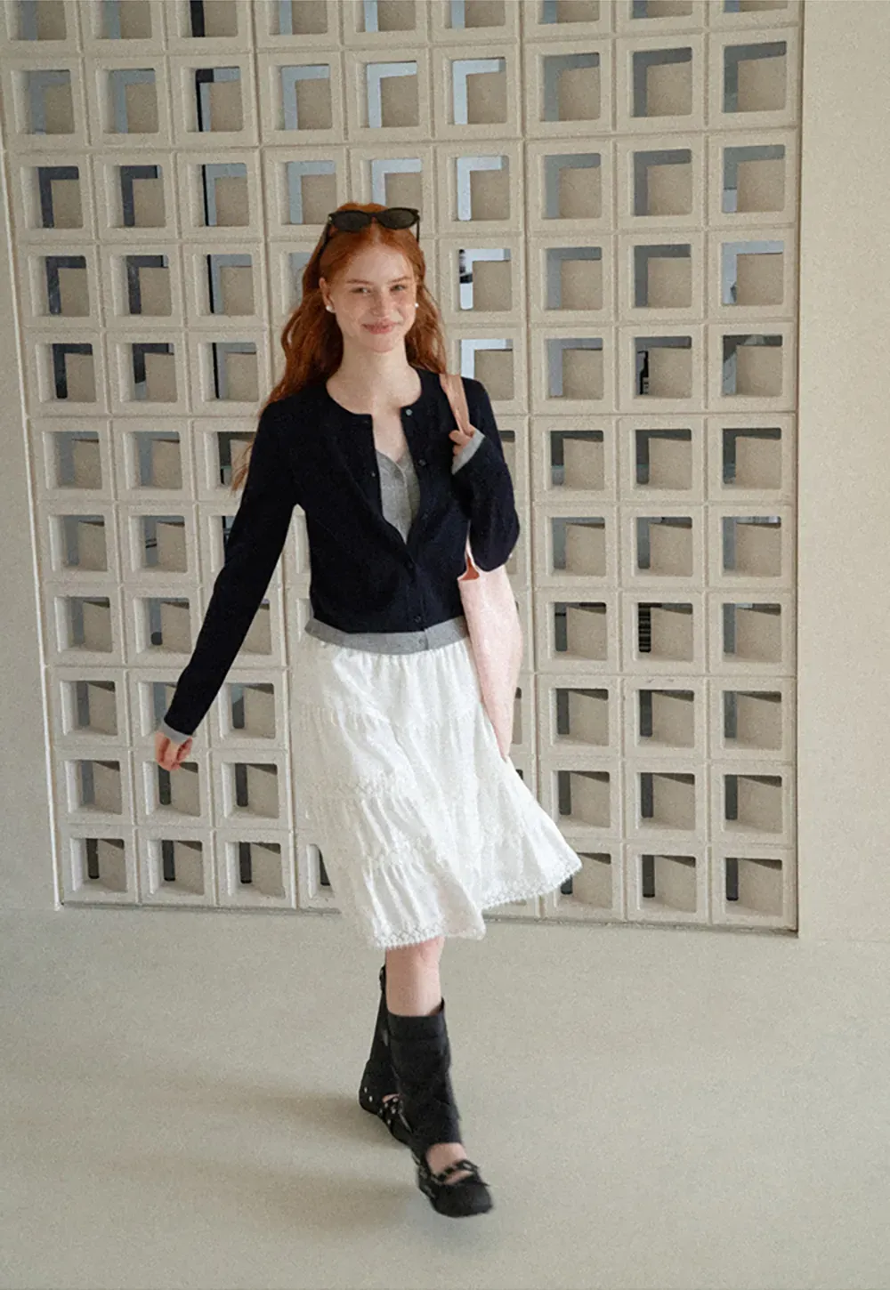 Tiered Skirt with Lace Trim and Elastic Waist