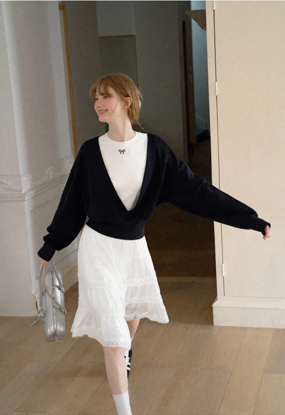Tiered Skirt with Lace Trim and Elastic Waist