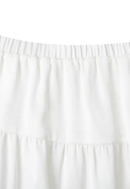 Tiered Skirt with Lace Trim and Elastic Waist