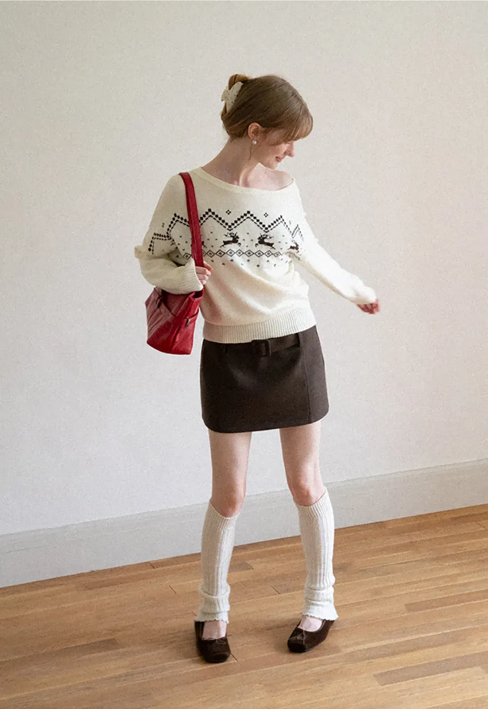 High Waist Belted A-Line Skirt
