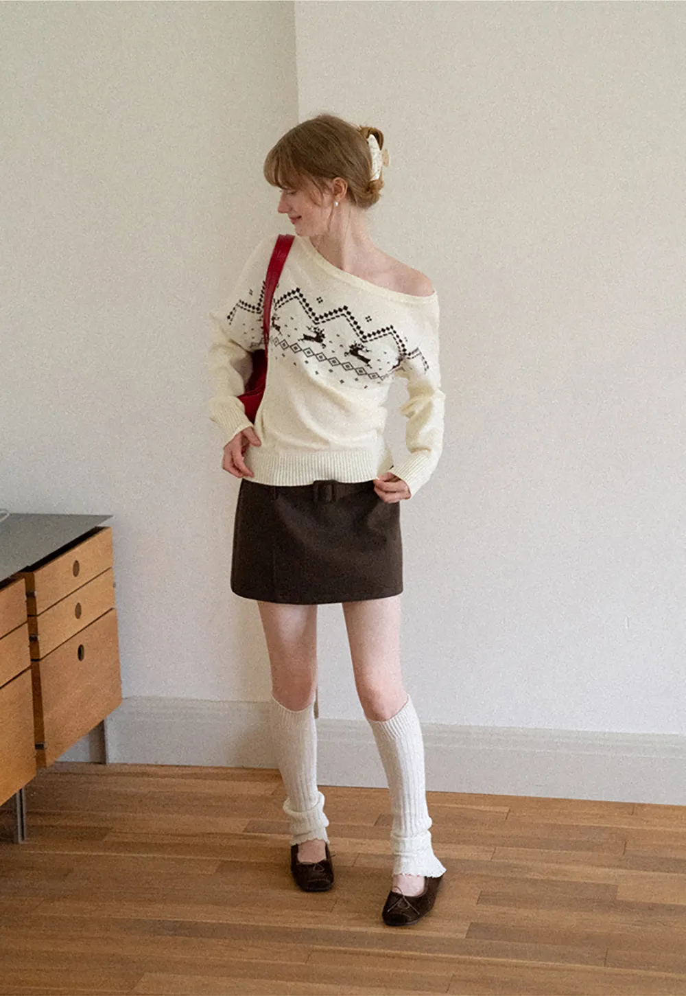 High Waist Belted A-Line Skirt