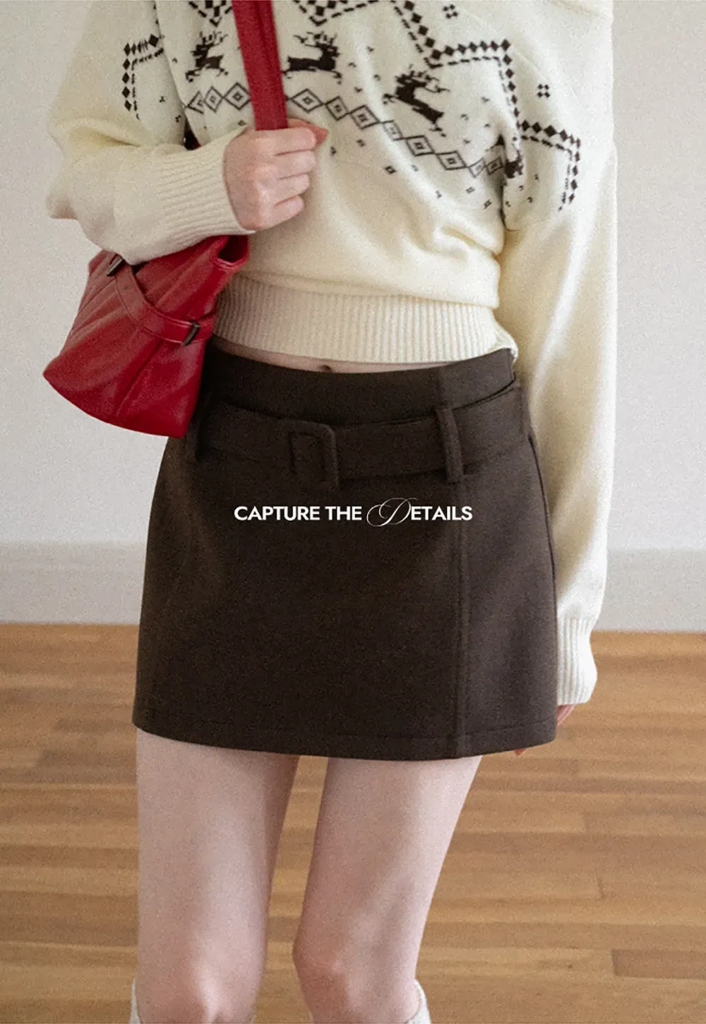 High Waist Belted A-Line Skirt