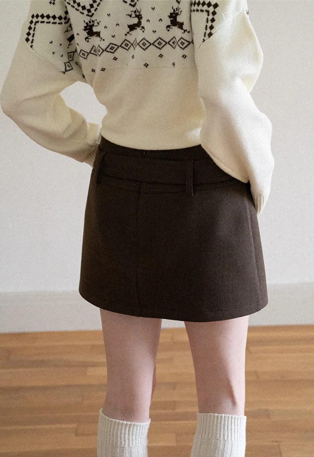 High Waist Belted A-Line Skirt