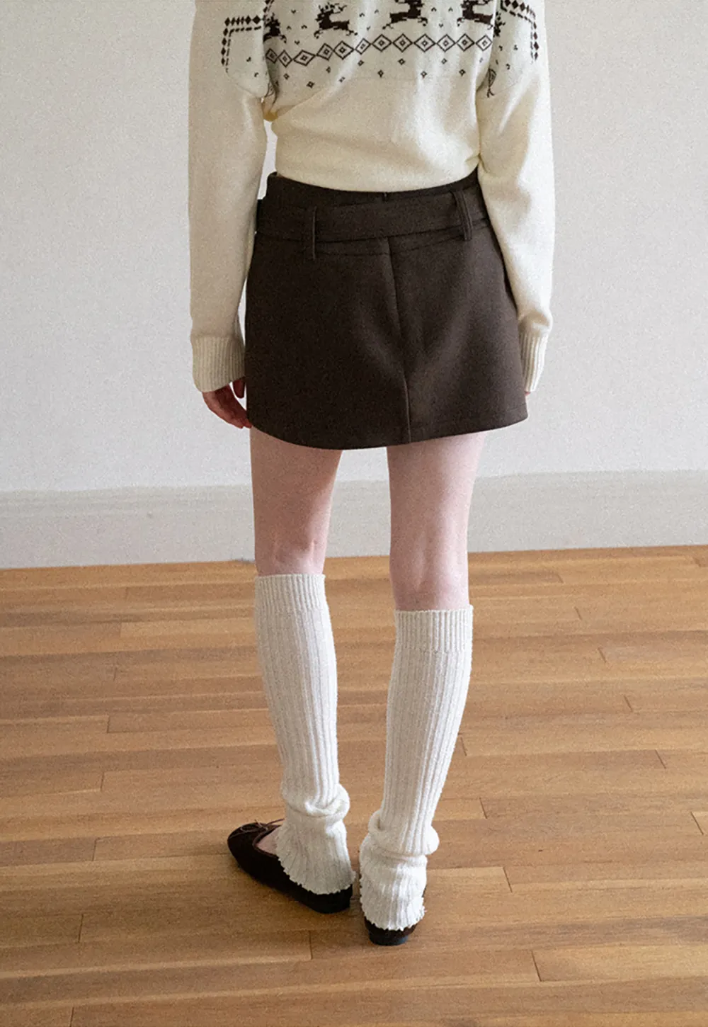 High Waist Belted A-Line Skirt