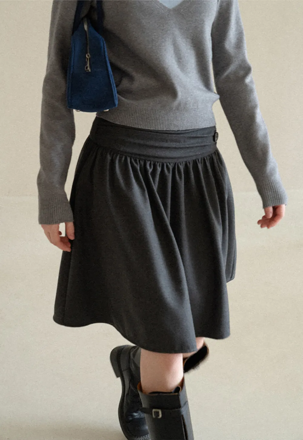 High Waist Pleated A Line Skirt