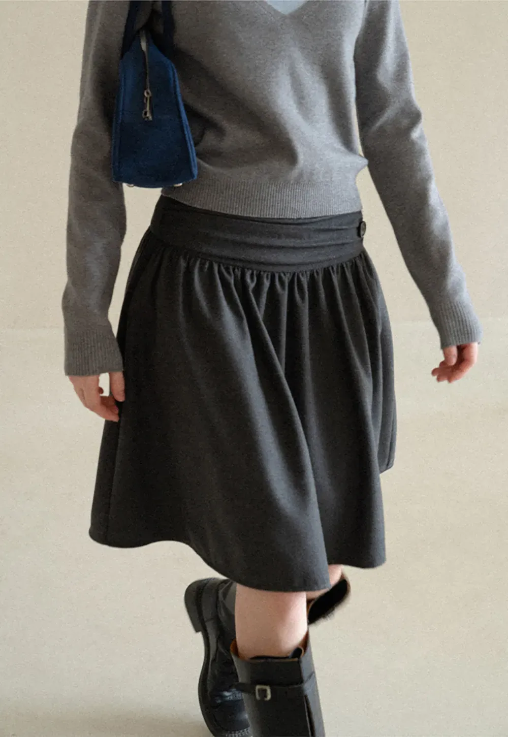 High Waist Pleated A Line Skirt
