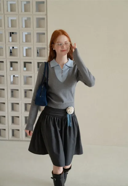High Waist Pleated A Line Skirt