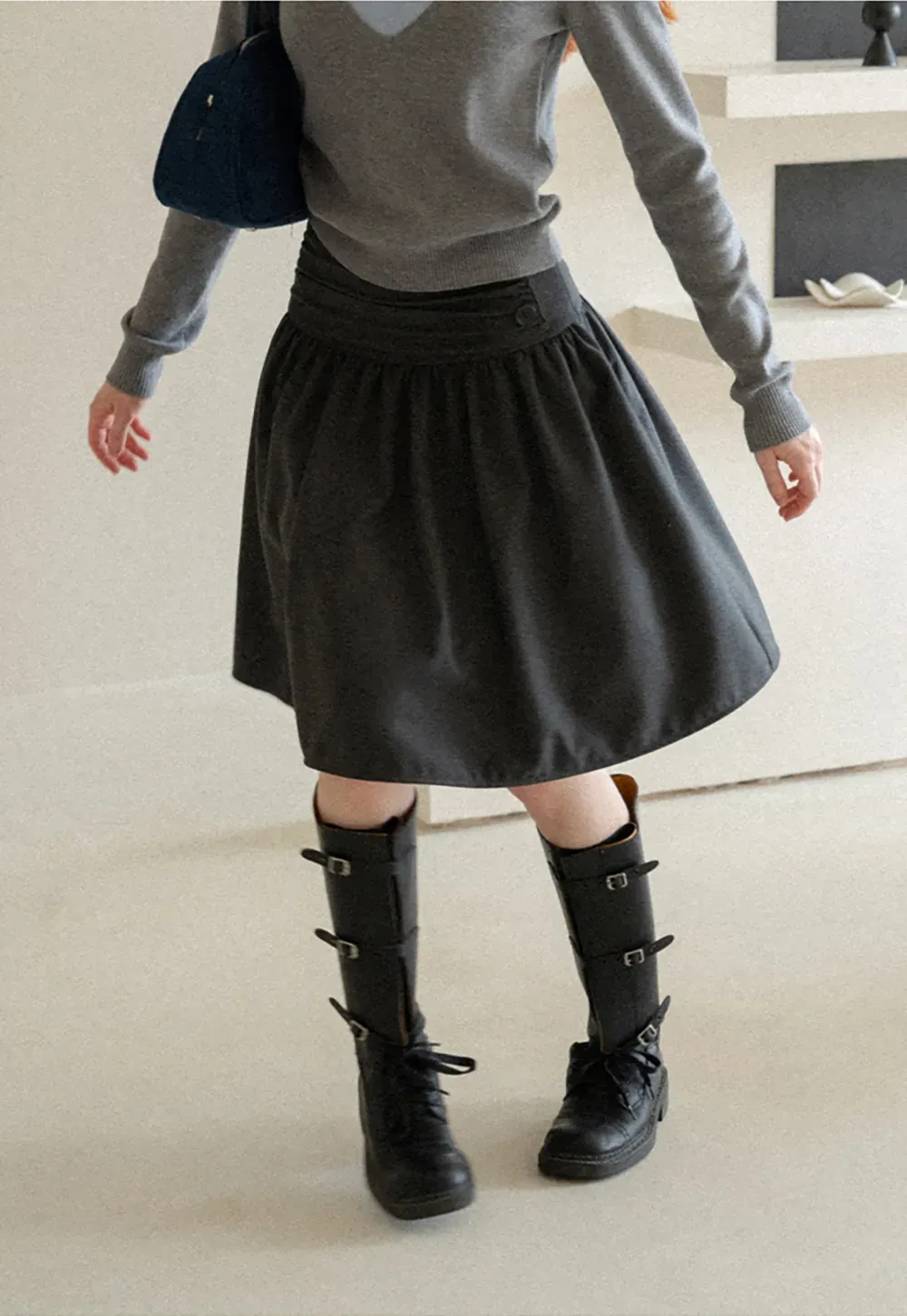 High Waist Pleated A Line Skirt