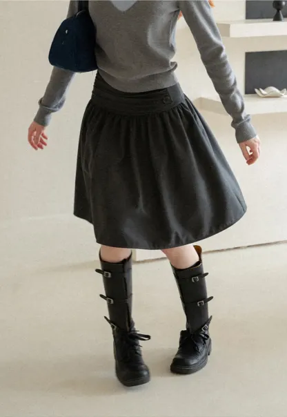 High Waist Pleated A Line Skirt