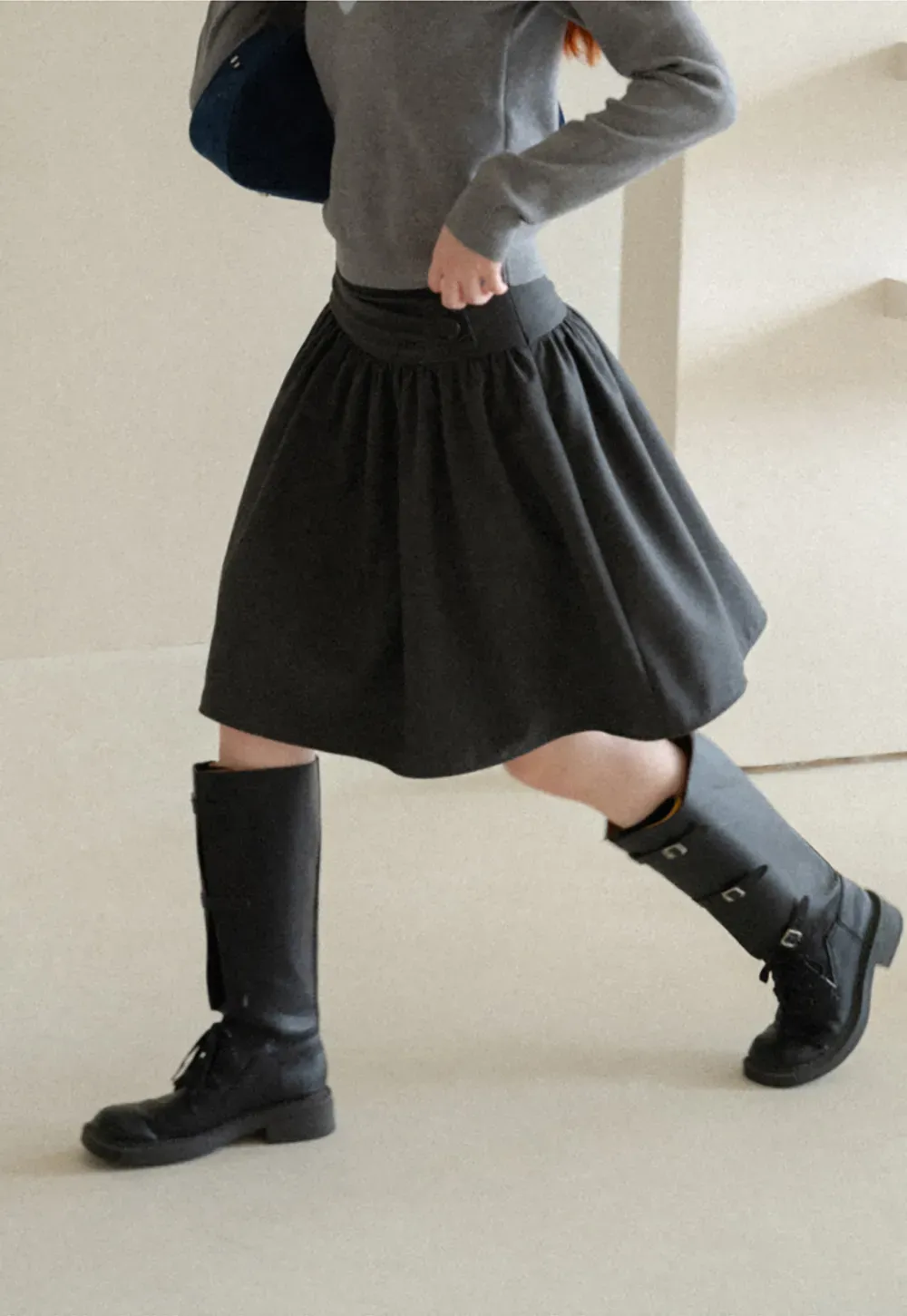 High Waist Pleated A Line Skirt