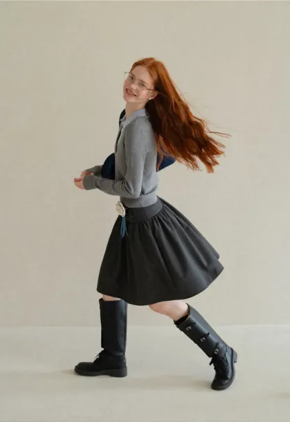 High Waist Pleated A Line Skirt
