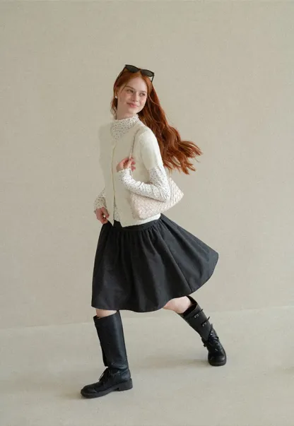 High Waist Pleated A Line Skirt