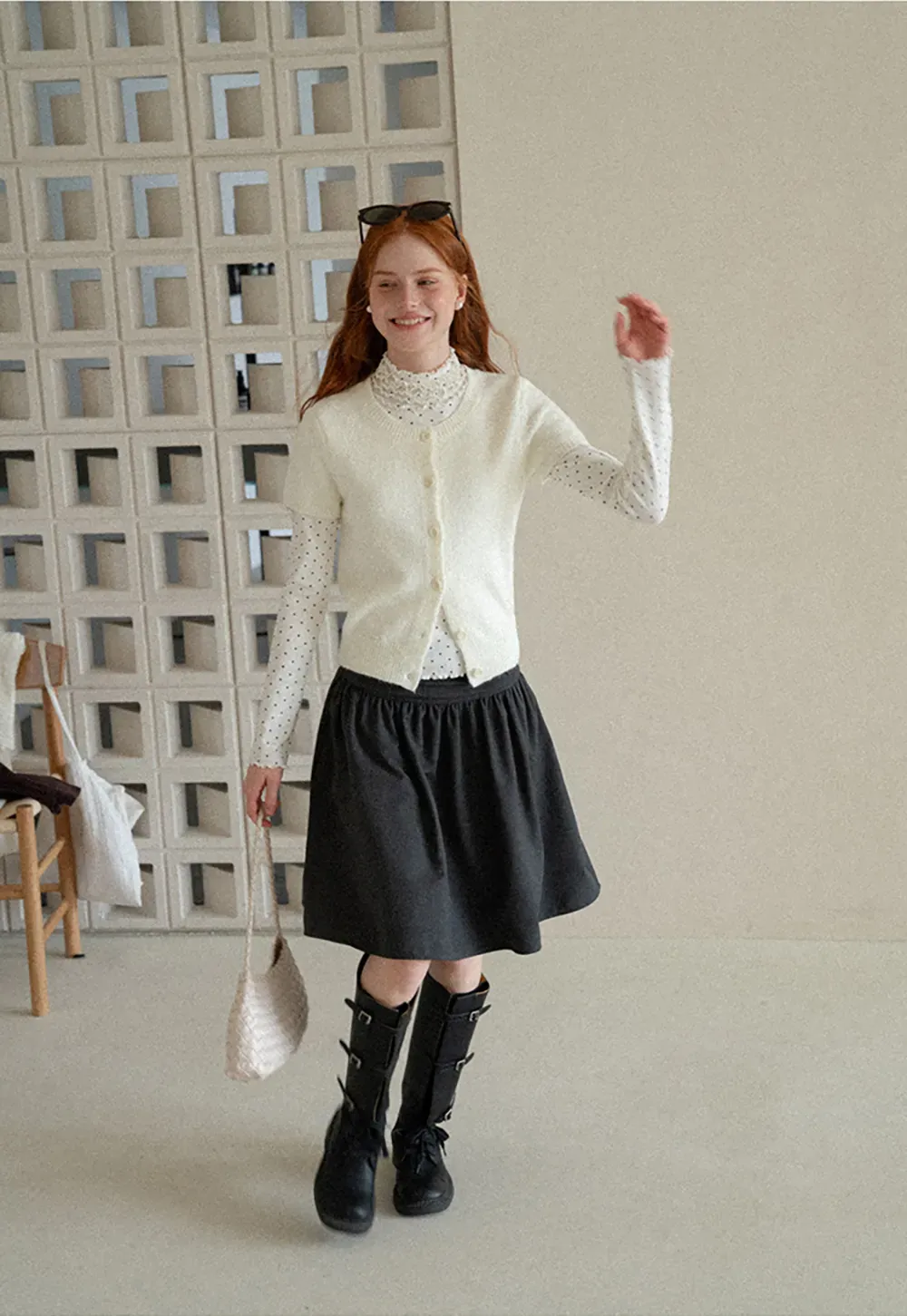 High Waist Pleated A Line Skirt