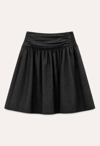 High Waist Pleated A Line Skirt