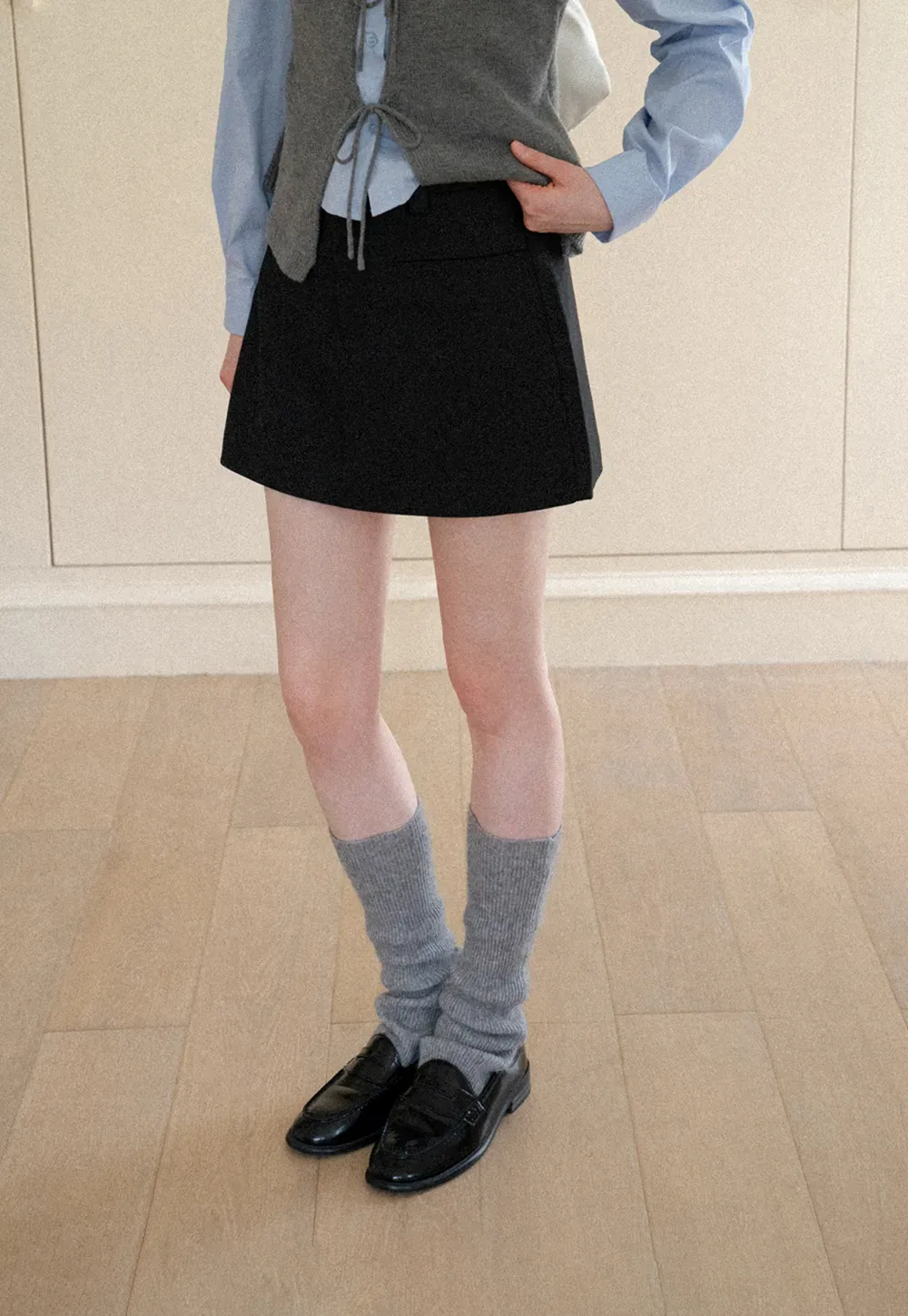 High Waist A Line Skirt with Side Panel Detail