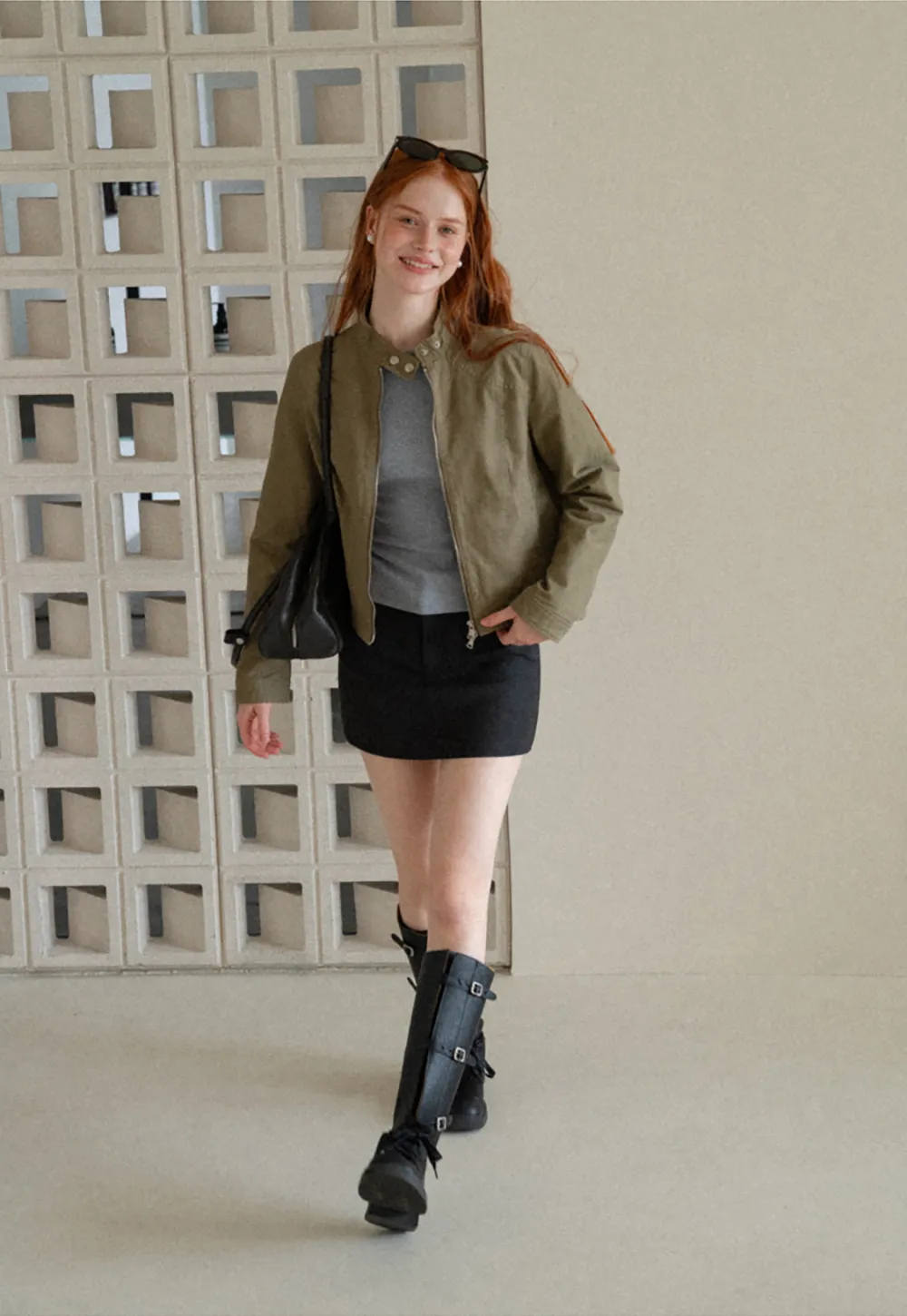 High Waist A Line Skirt with Side Panel Detail